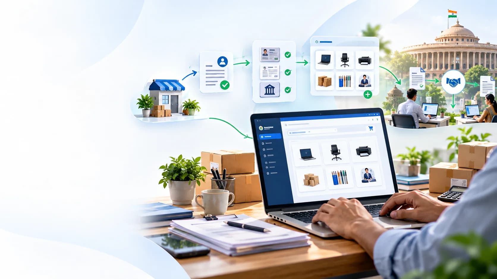 GeM registration, Government e-Marketplace registration, GeM seller registration, GeM portal onboarding, GeM catalog listing